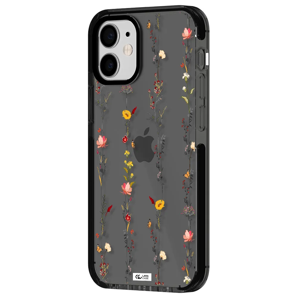Parallel Flower Apple iPhone 12 mini impact Smoke Black Case