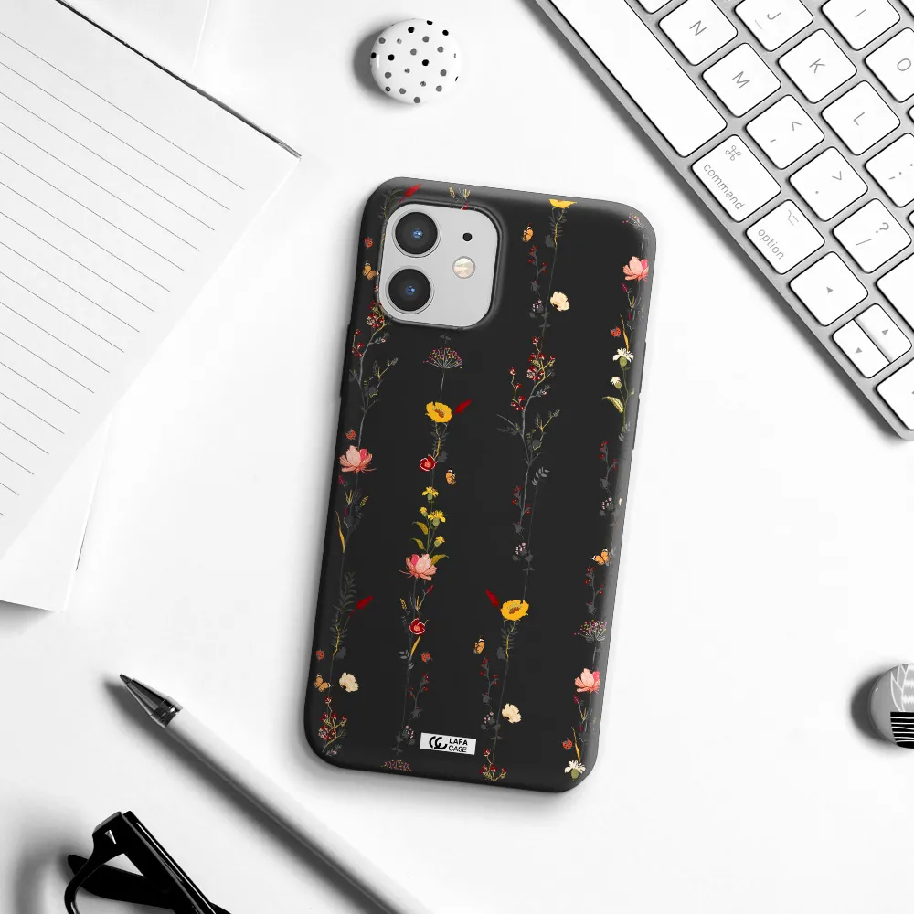 Parallel Flower Apple iPhone 12 mini Silicone black Case