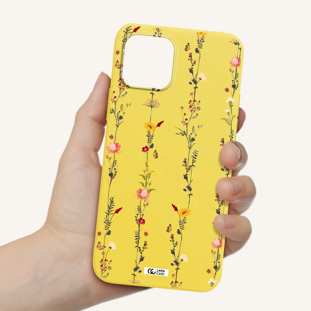 Parallel Flower Apple iPhone 12 mini Silicone canary yellow Case