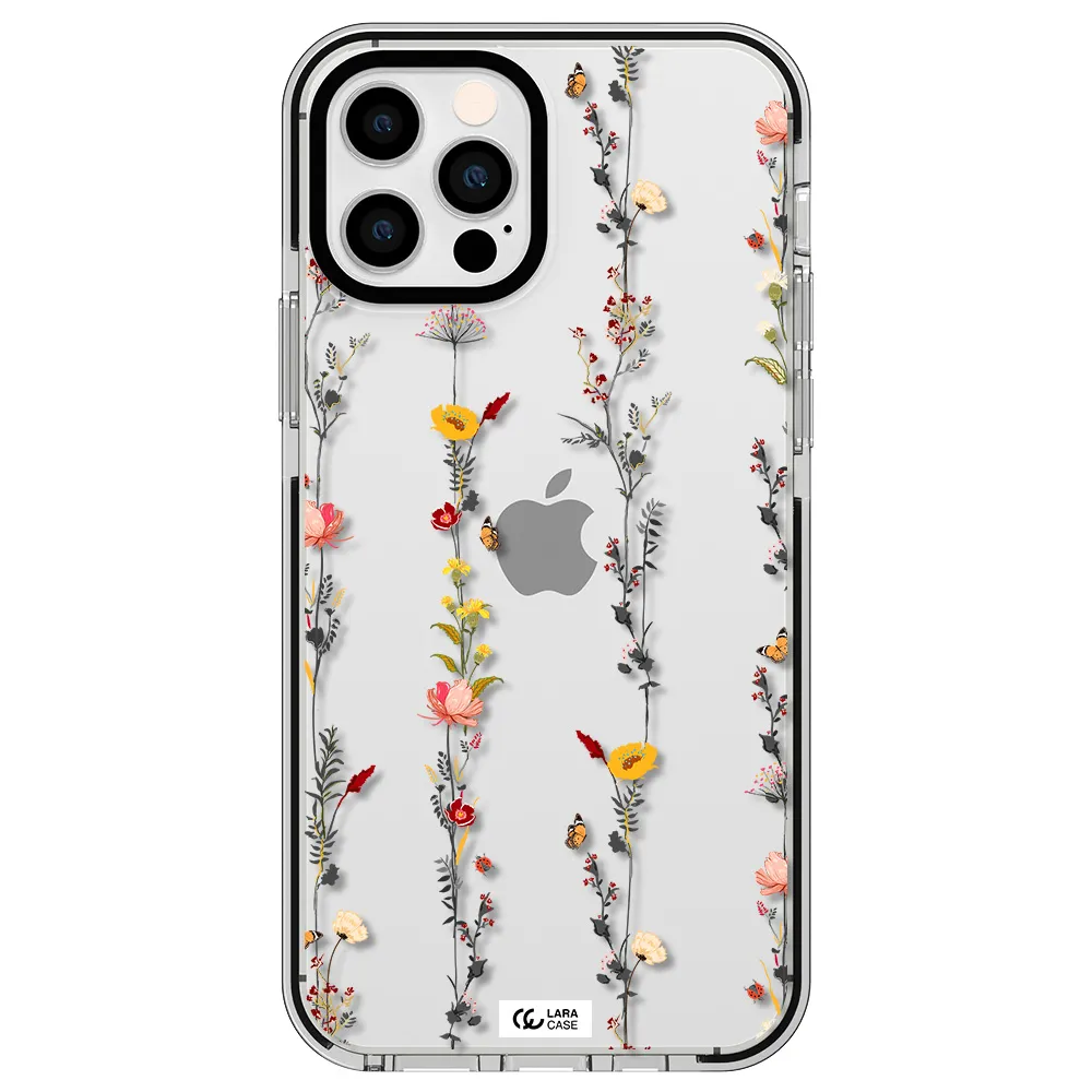 Parallel Flower Apple iPhone 12 pro impact black border Case
