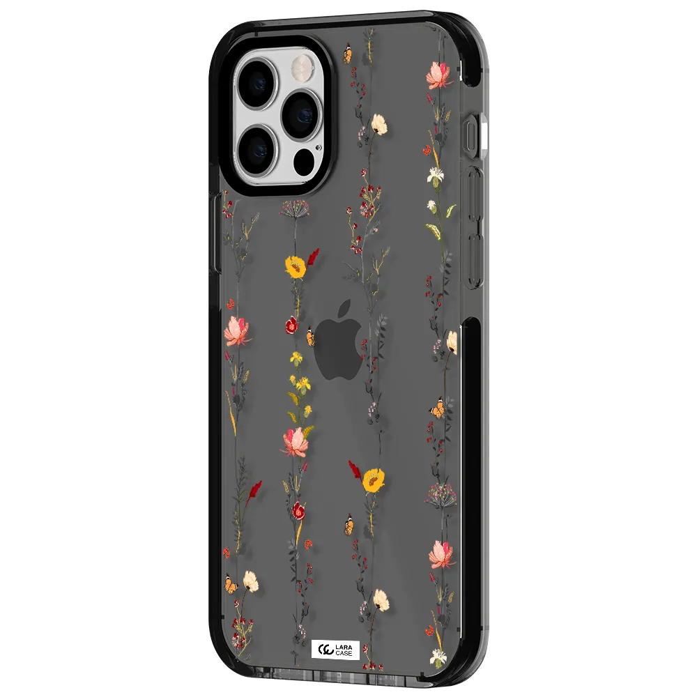 Parallel Flower Apple iPhone 12 pro impact Smoke Black Case