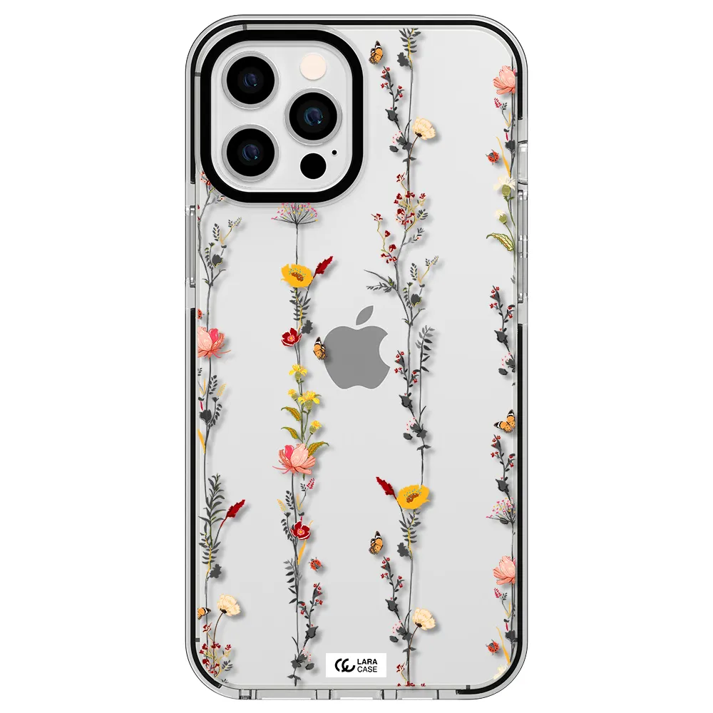 Parallel Flower Apple iPhone 12 pro max impact black border Case