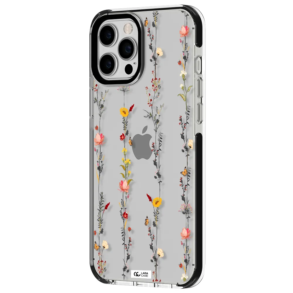 Parallel Flower Apple iPhone 12 pro max impact black border Case