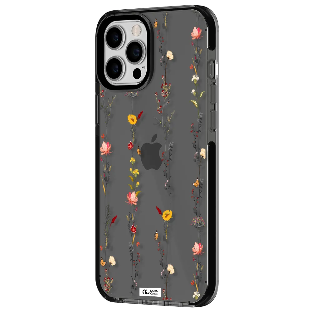 Parallel Flower Apple iPhone 12 pro max impact Smoke Black Case