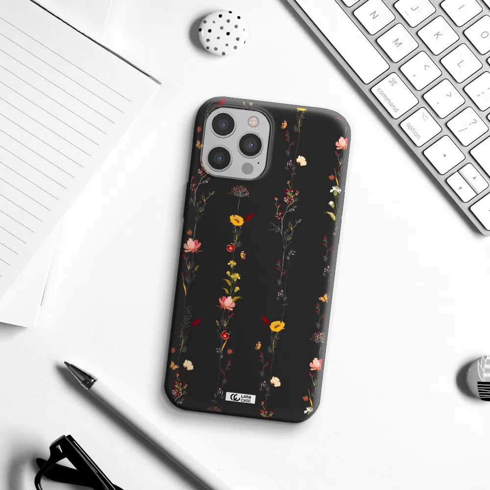 Parallel Flower Apple iPhone 12 pro max Silicone black Case