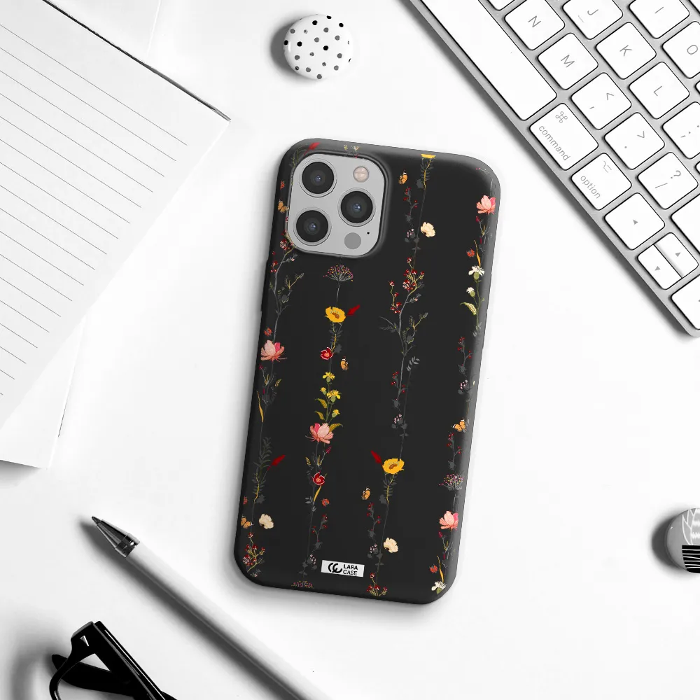 Parallel Flower Apple iPhone 12 pro Silicone black Case