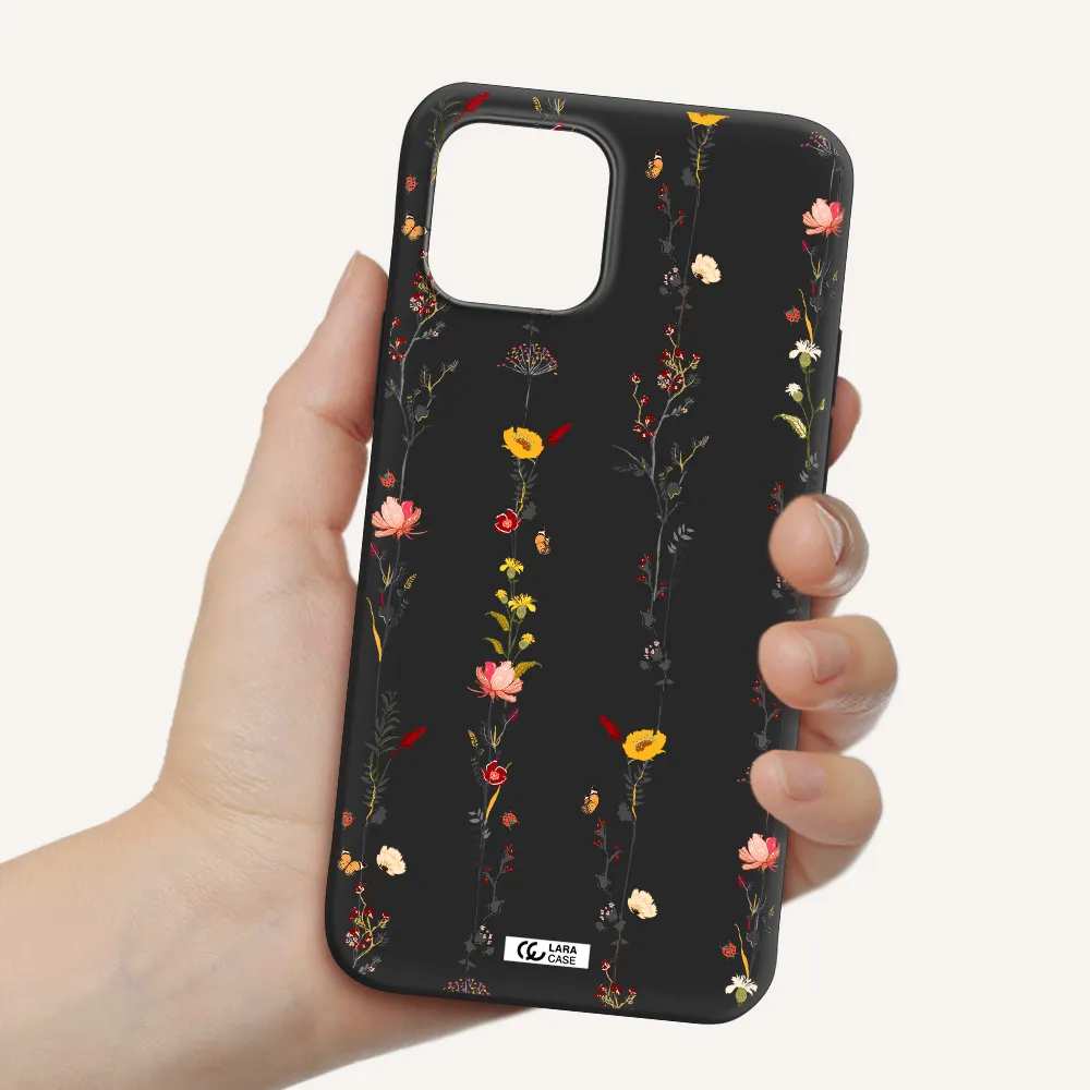 Parallel Flower Apple iPhone 12 Silicone black Case