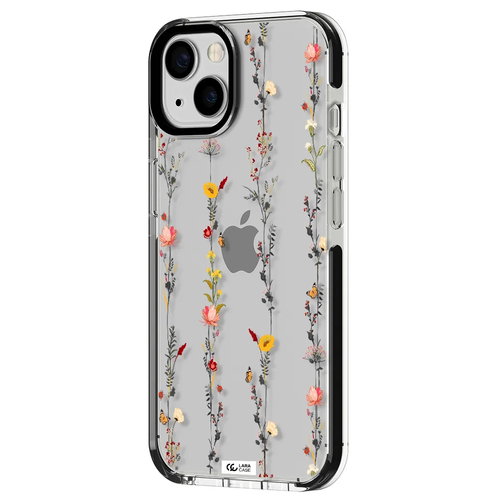 Parallel Flower Apple iPhone 13 impact black border Case