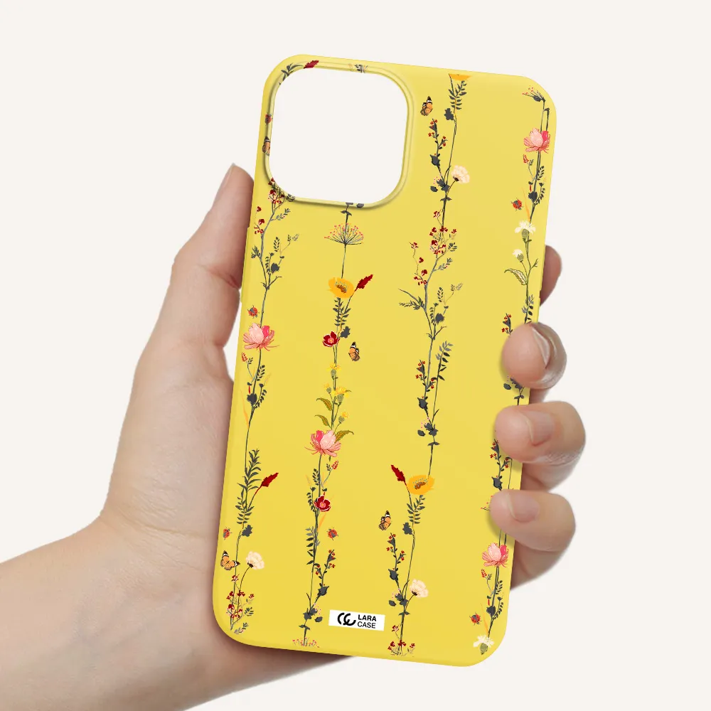 Parallel Flower Apple iPhone 13 mini Silicone canary yellow Case