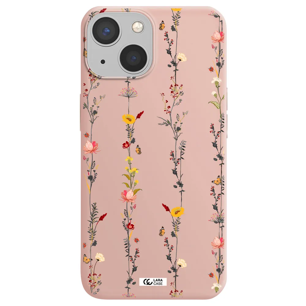 Parallel Flower Apple iPhone 13 mini Silicone pastel pink Case