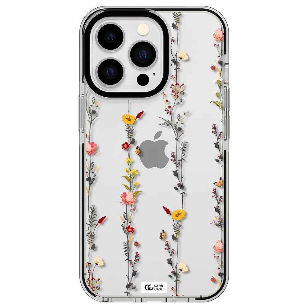 Parallel Flower Apple iPhone 13 Pro impact black border Case