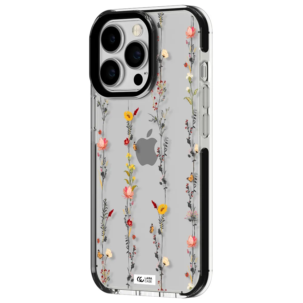 Parallel Flower Apple iPhone 13 Pro impact black border Case