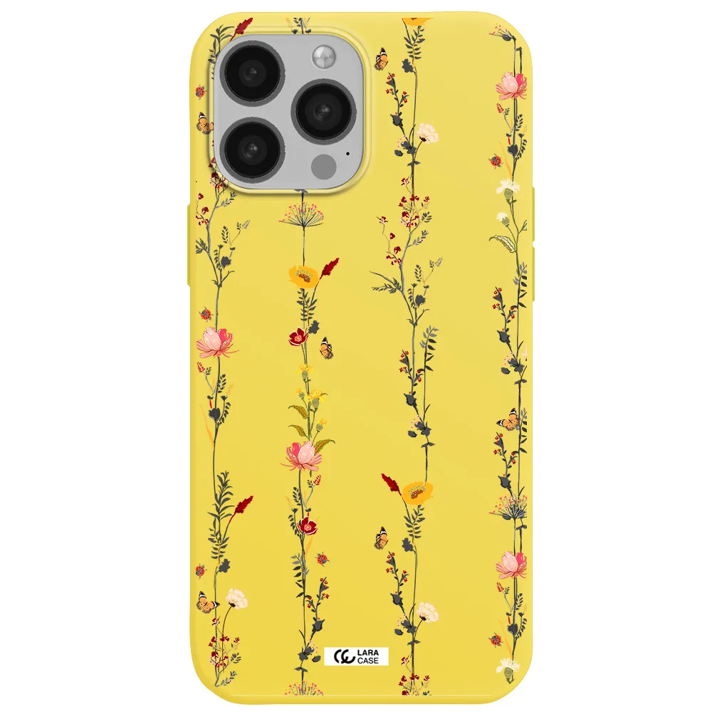 Parallel Flower Apple iPhone 13 Pro Max Silicone canary yellow Case