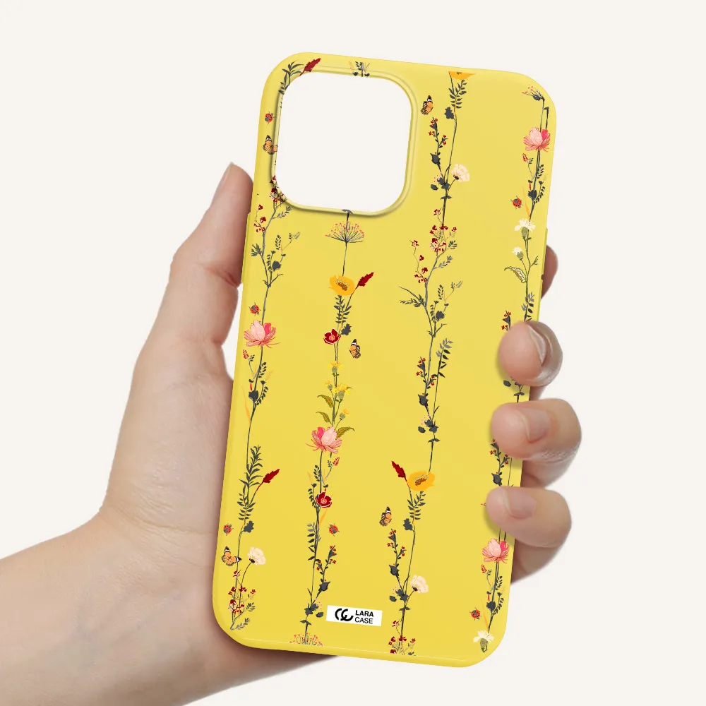 Parallel Flower Apple iPhone 13 Pro Max Silicone canary yellow Case