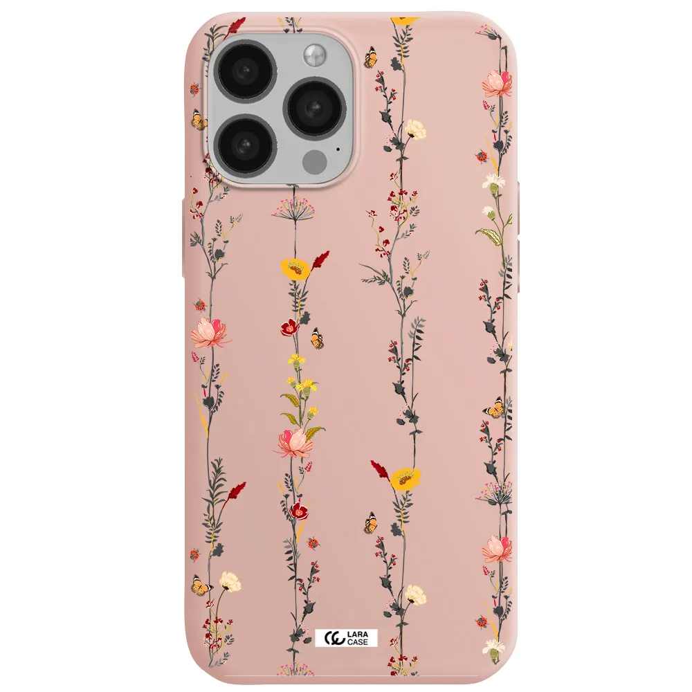 Parallel Flower Apple iPhone 13 Pro Max Silicone pastel pink Case
