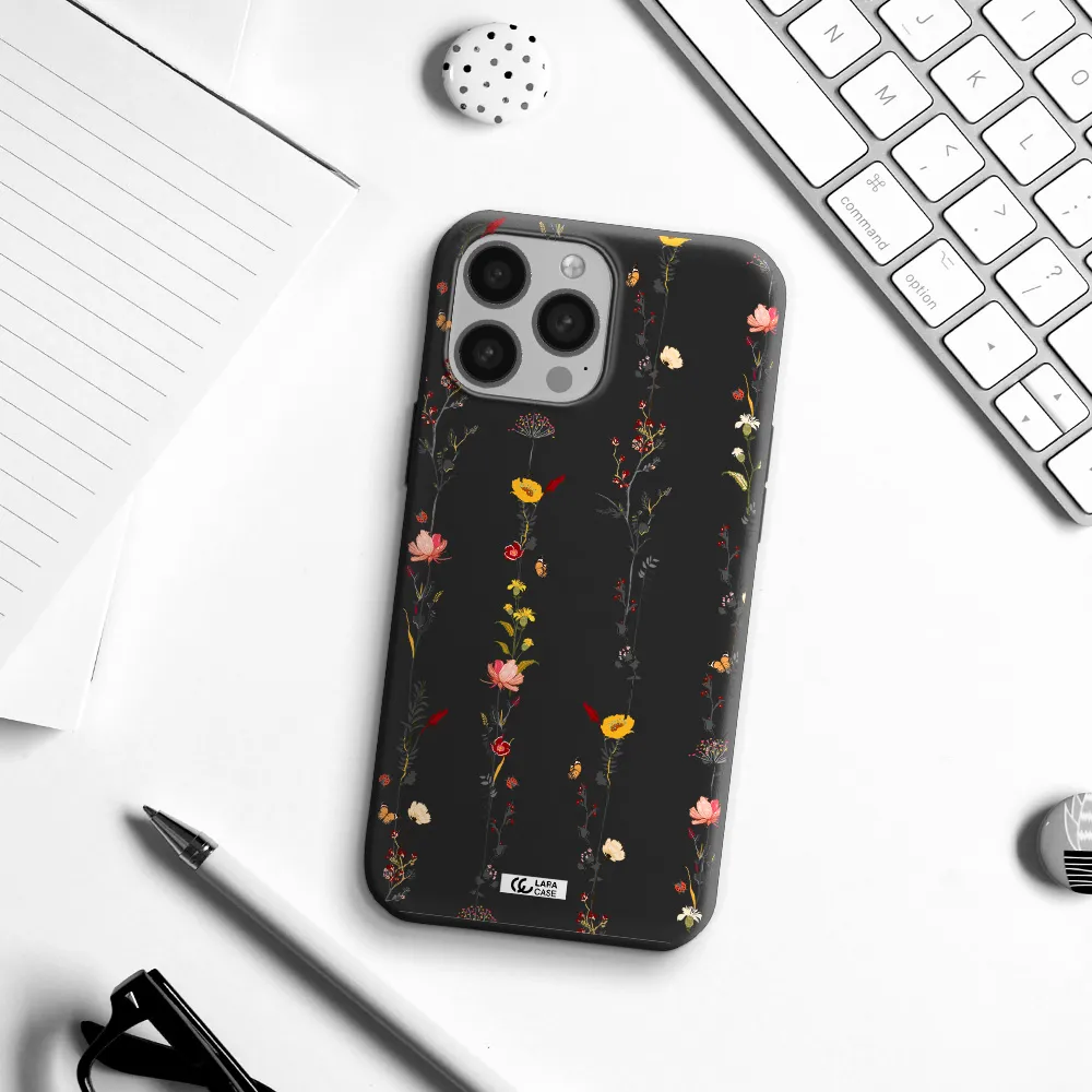 Parallel Flower Apple iPhone 13 Pro Silicone black Case