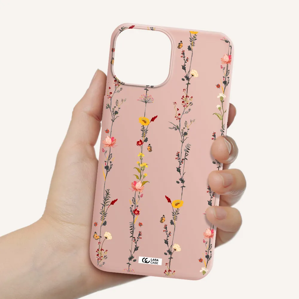 Parallel Flower Apple iPhone 13 Silicone pastel pink Case