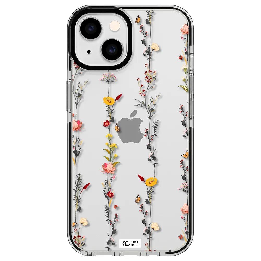 Parallel Flower Apple iPhone 14 impact black border Case