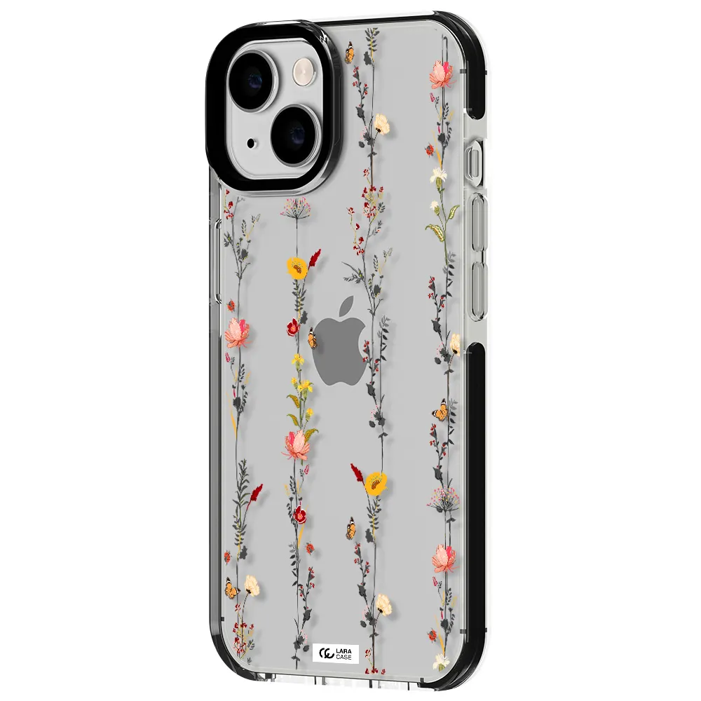 Parallel Flower Apple iPhone 14 impact black border Case