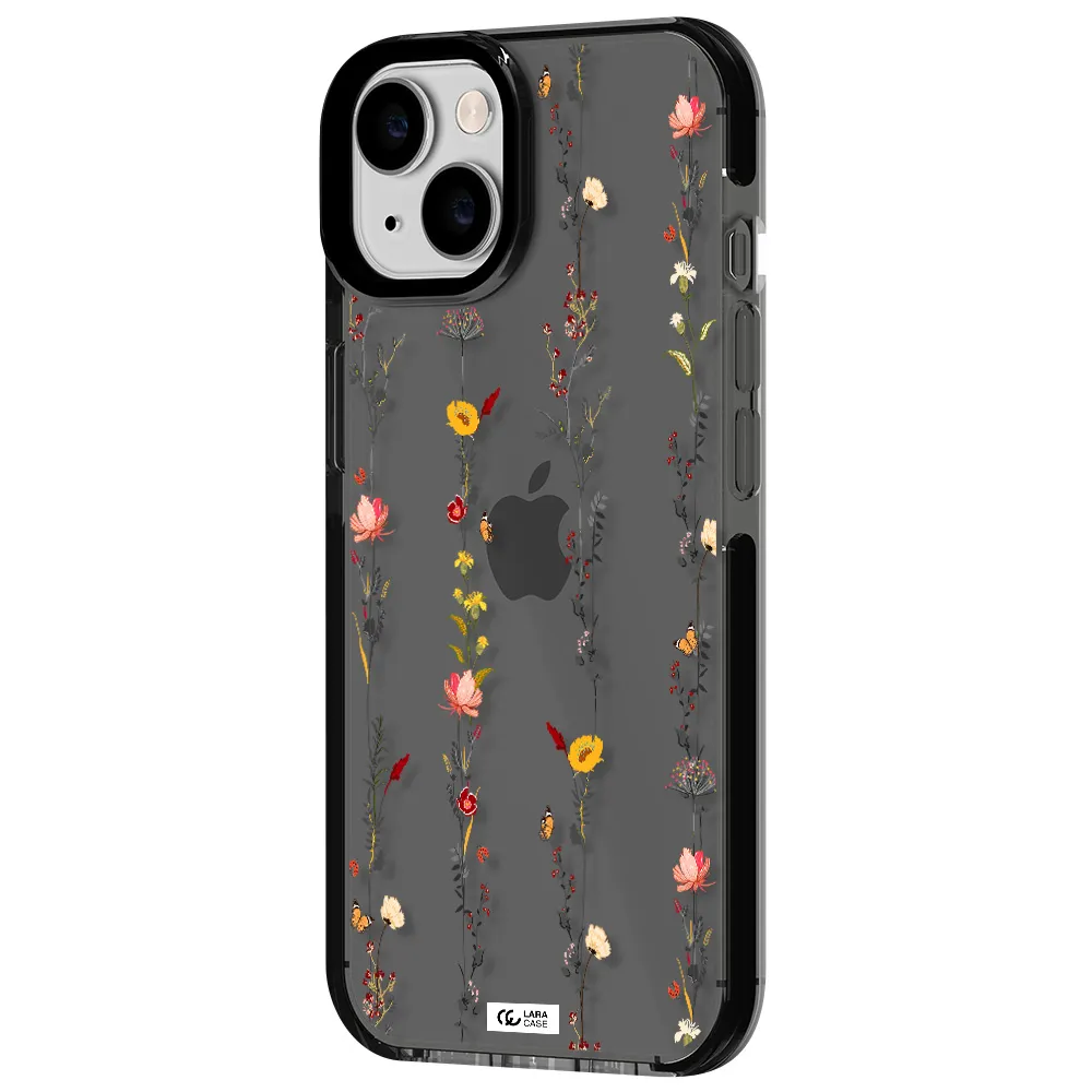 Parallel Flower Apple iPhone 14 impact Smoke Black Case
