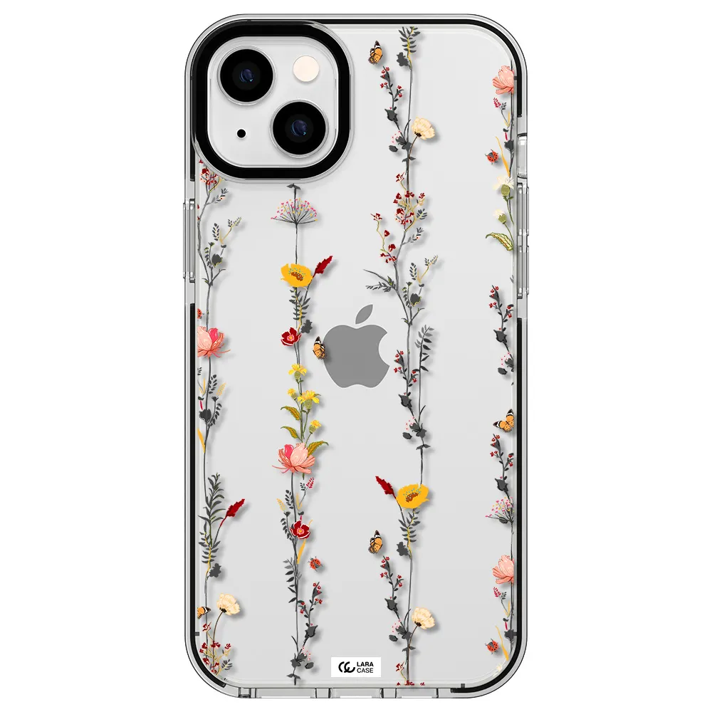 Parallel Flower Apple iPhone 14 plus impact black border Case