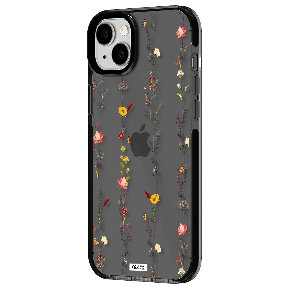 Parallel Flower Apple iPhone 14 plus impact Smoke Black Case