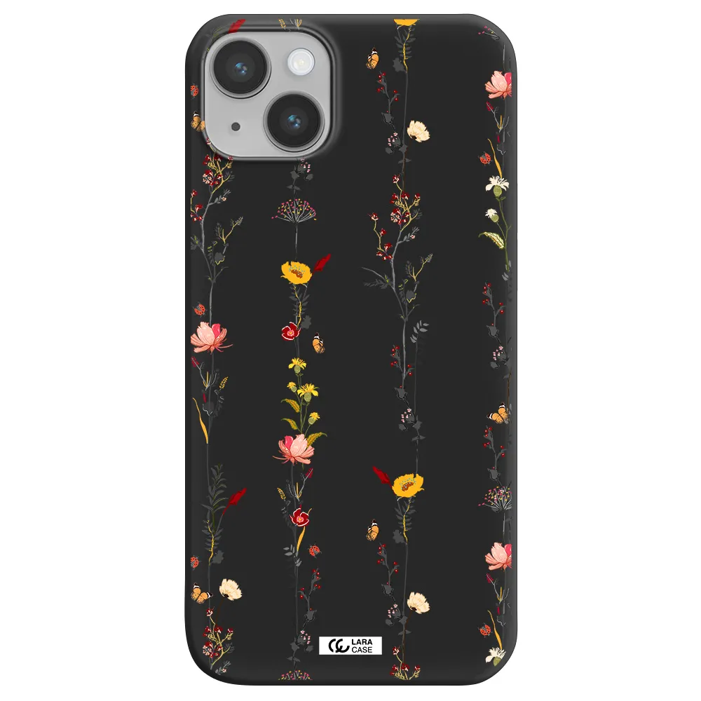 Parallel Flower Apple iPhone 14 plus Silicone black Case