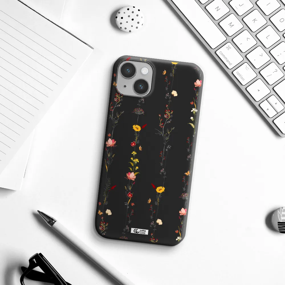 Parallel Flower Apple iPhone 14 plus Silicone black Case