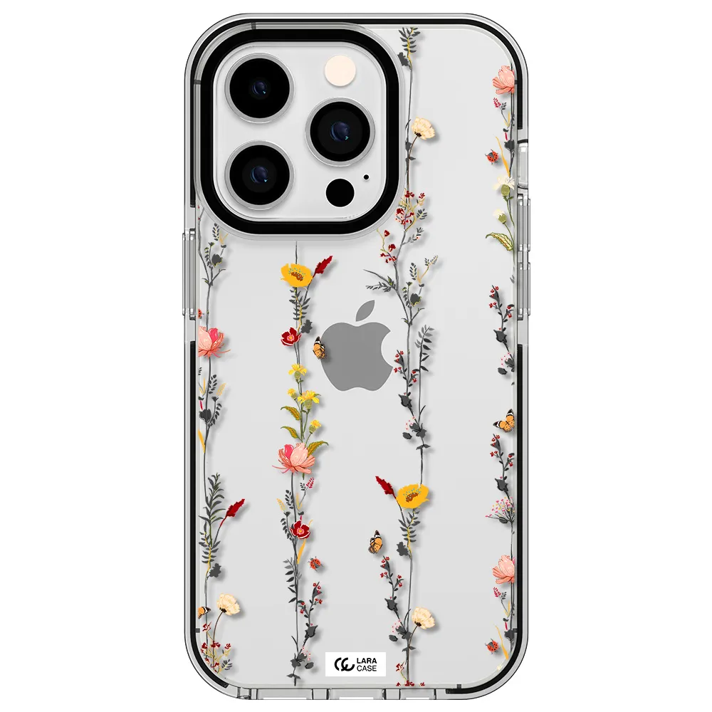 Parallel Flower Apple iPhone 14 pro impact black border Case