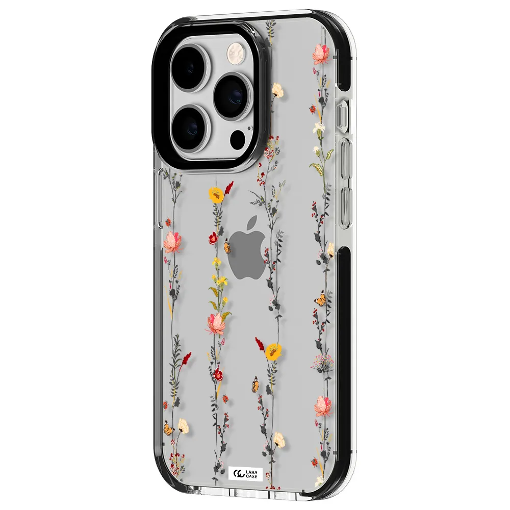 Parallel Flower Apple iPhone 14 pro impact black border Case