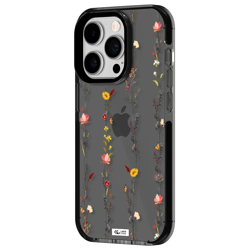 Parallel Flower Apple iPhone 14 pro impact Smoke Black Case
