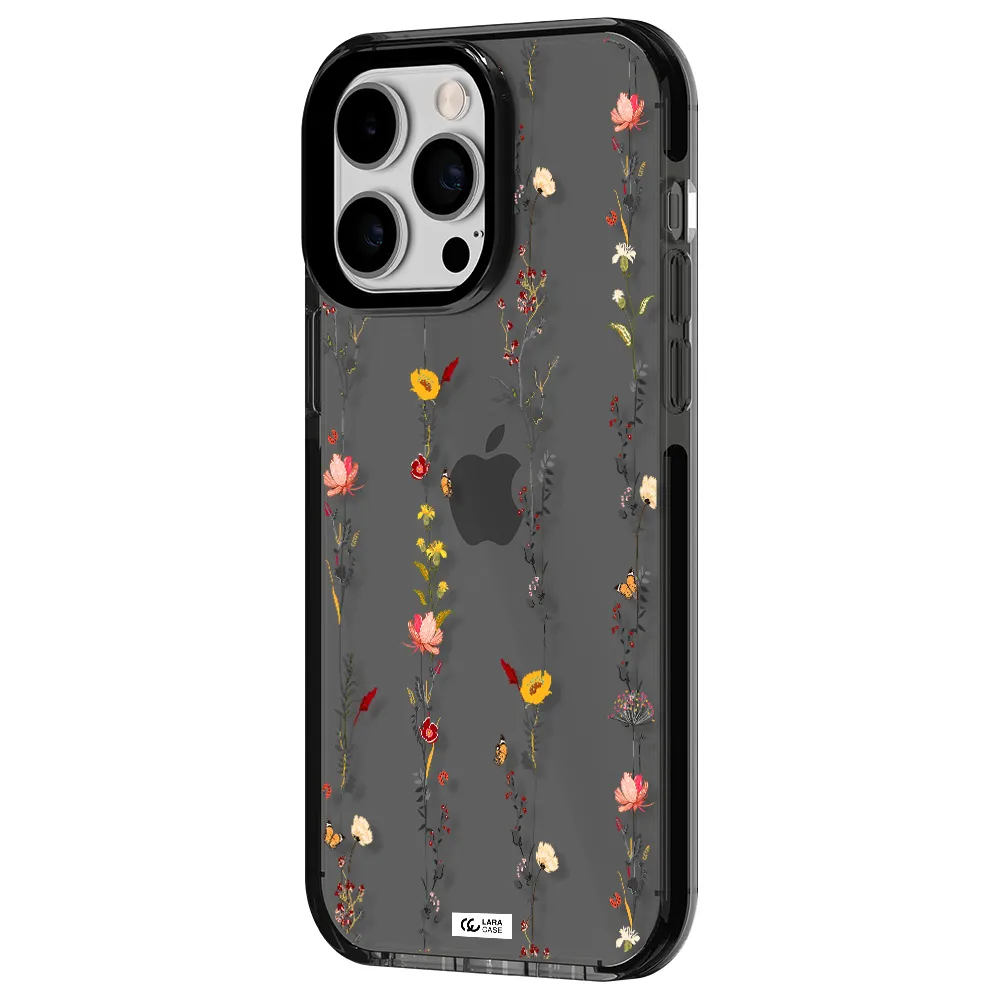 Parallel Flower Apple iPhone 14 pro max impact Smoke Black Case