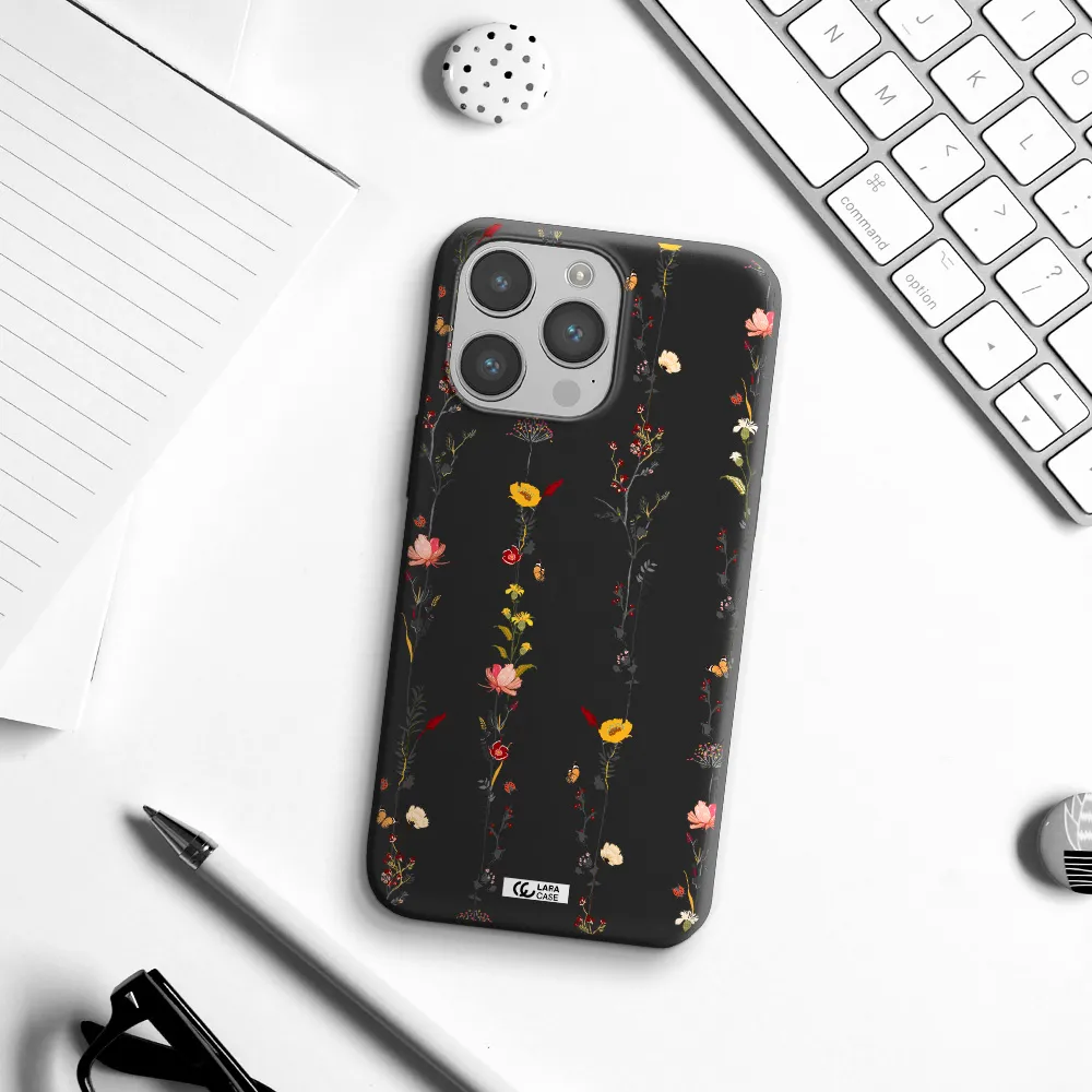 Parallel Flower Apple iPhone 14 pro Silicone black Case