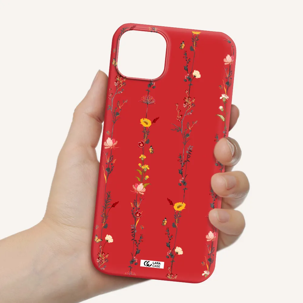 Parallel Flower Apple iPhone 14 Silicone Imperial Red Case
