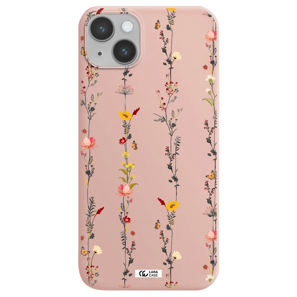 Parallel Flower Apple iPhone 14 Silicone pastel pink Case