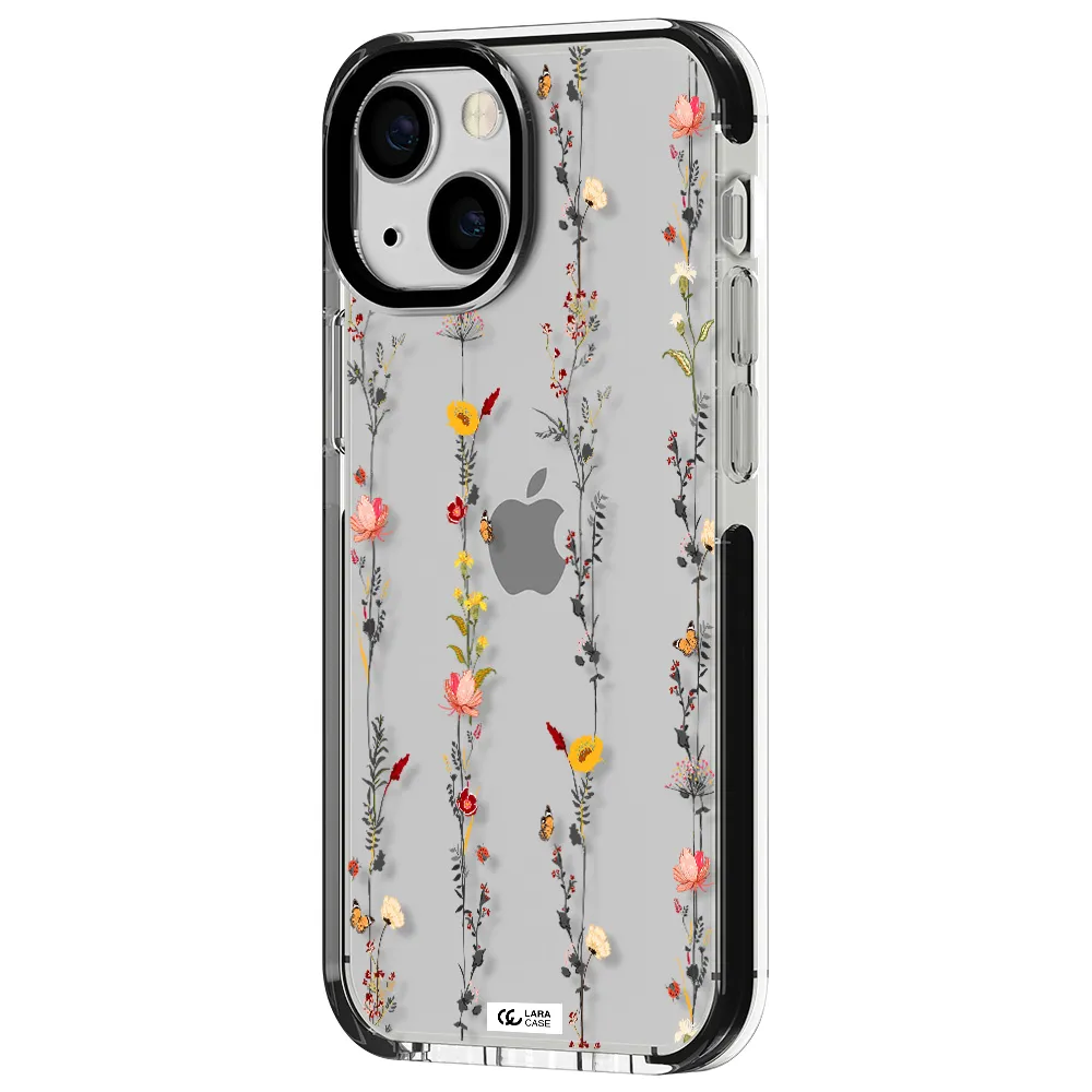 Parallel Flower Apple iPhone 15 impact black border Case