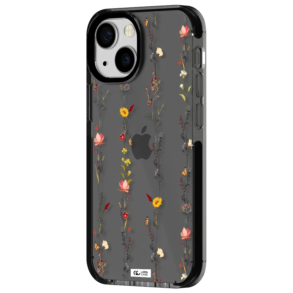 Parallel Flower Apple iPhone 15 impact Smoke Black Case