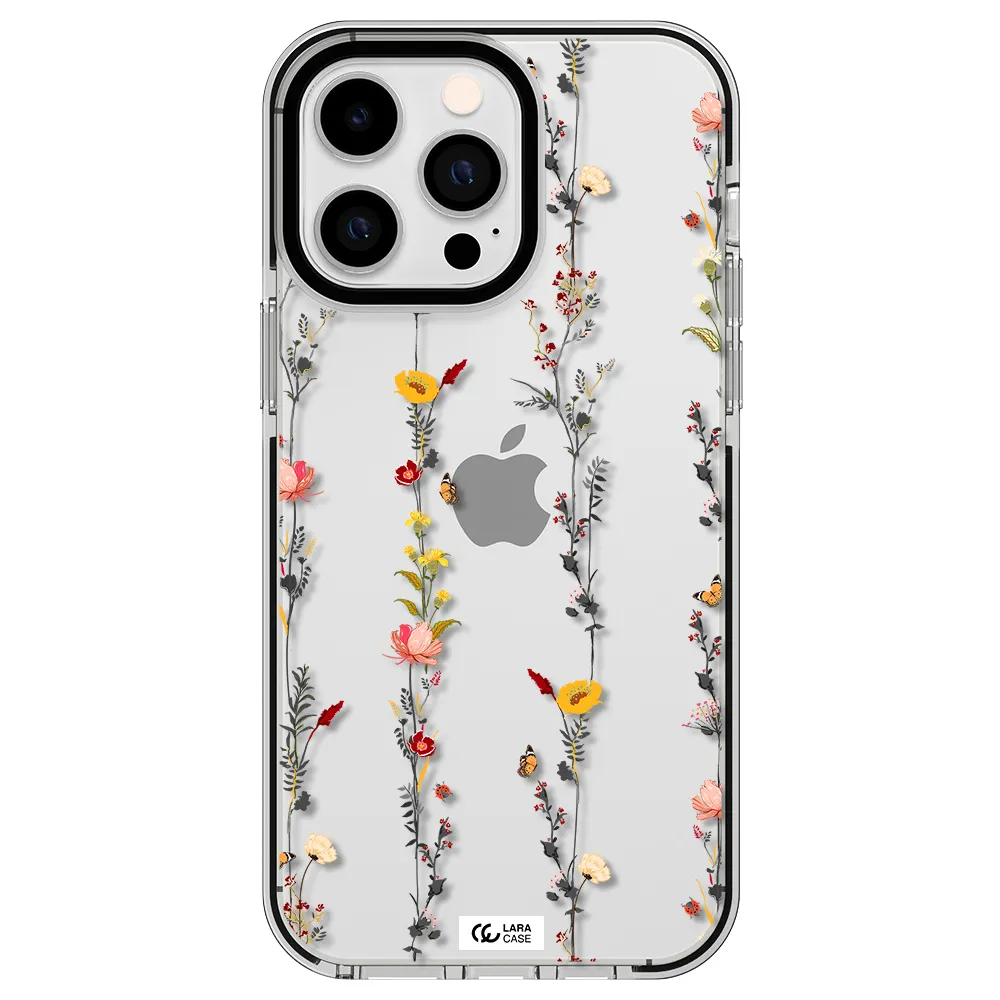 Parallel Flower Apple iPhone 15 Pro Max impact black border Case