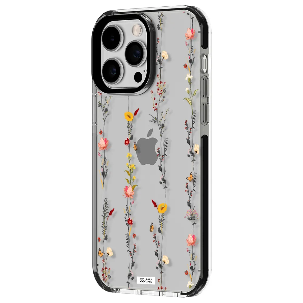 Parallel Flower Apple iPhone 15 Pro Max impact black border Case
