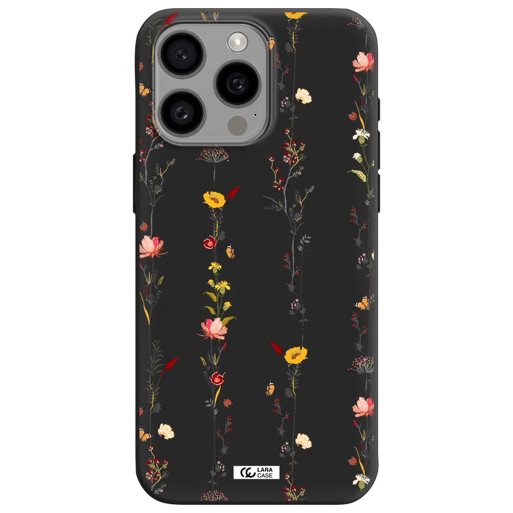 Parallel Flower Apple Iphone 15 Pro max Silicone black Case