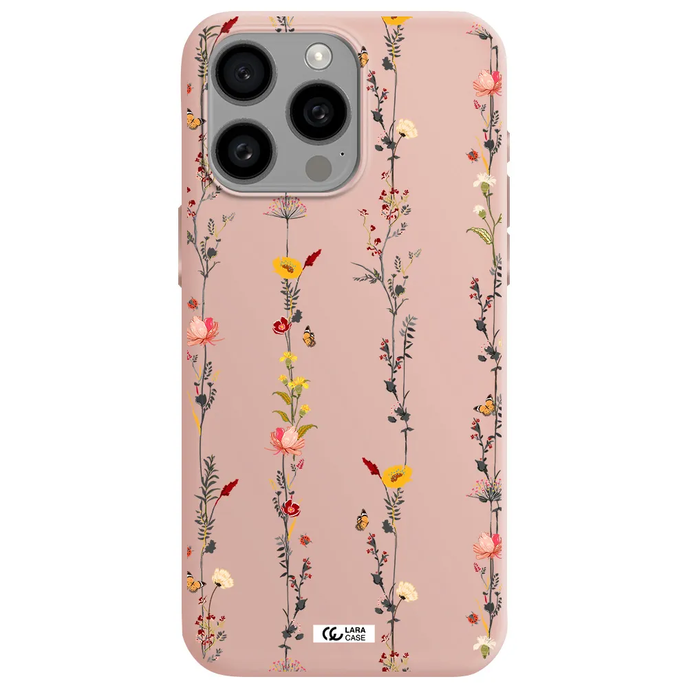 Parallel Flower Apple Iphone 15 Pro max Silicone pastel pink Case