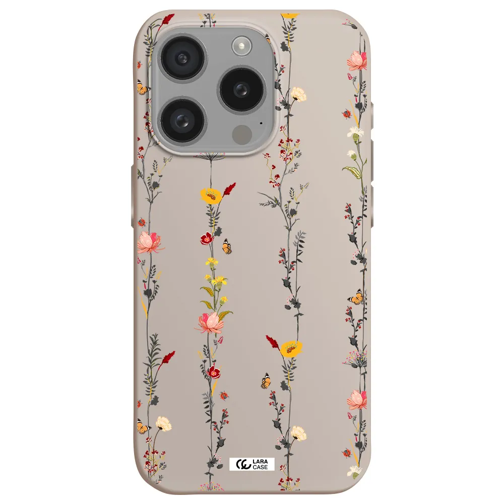 Parallel Flower Apple Iphone 15 Pro Silicone Stone Case
