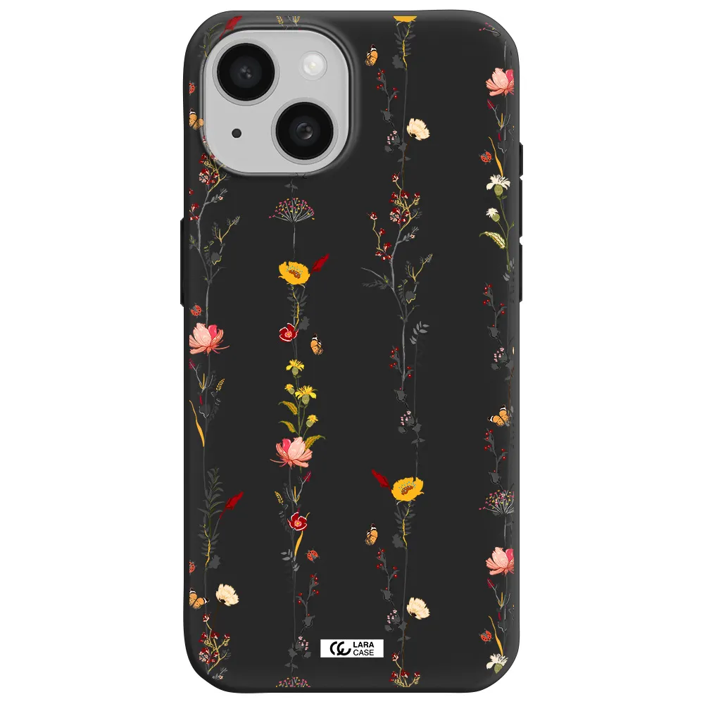 Parallel Flower Apple iPhone 15 Silicone black Case