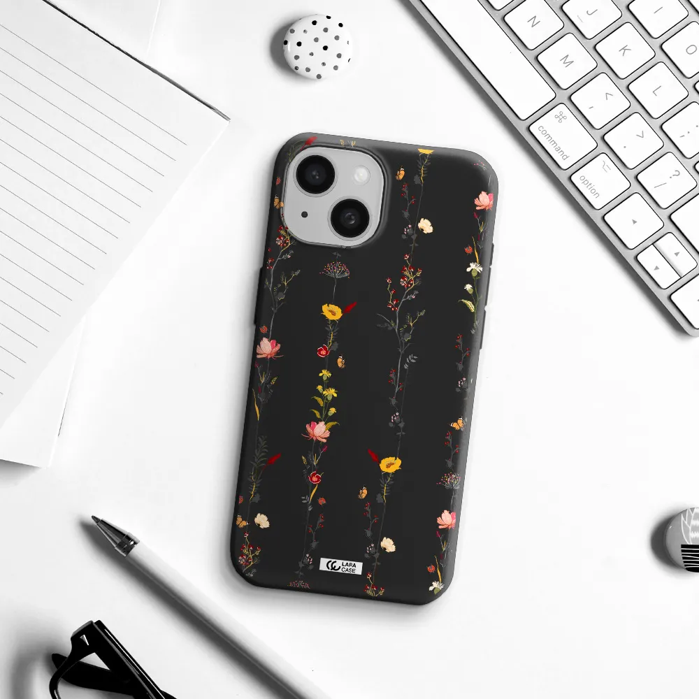 Parallel Flower Apple iPhone 15 Silicone black Case