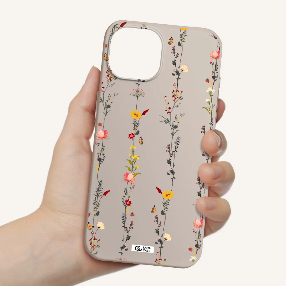 Parallel Flower Apple iPhone 15 Silicone Stone Case