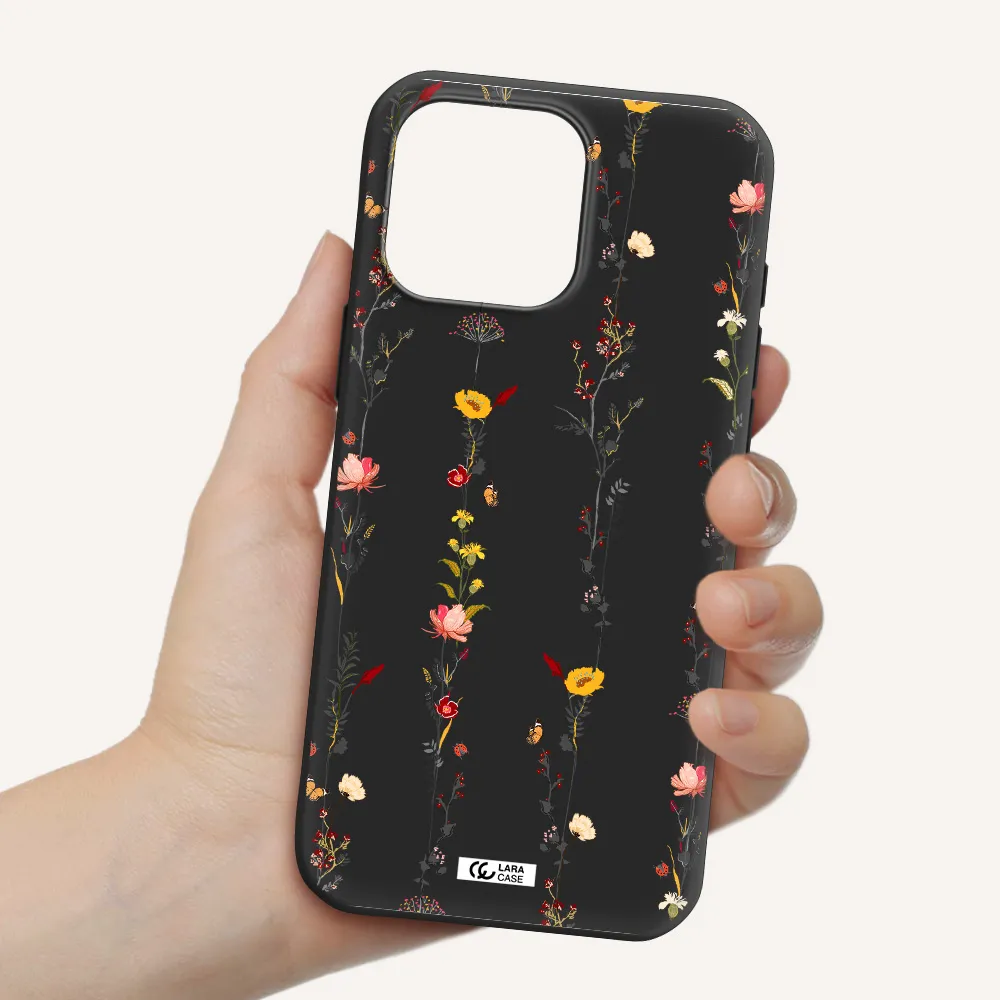 Parallel Flower Apple Iphone 16 Pro Max Silicone Black Case