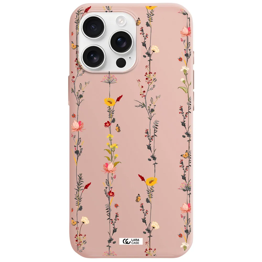 Parallel Flower Apple Iphone 16 Pro Max Silicone Pastel Pink Case