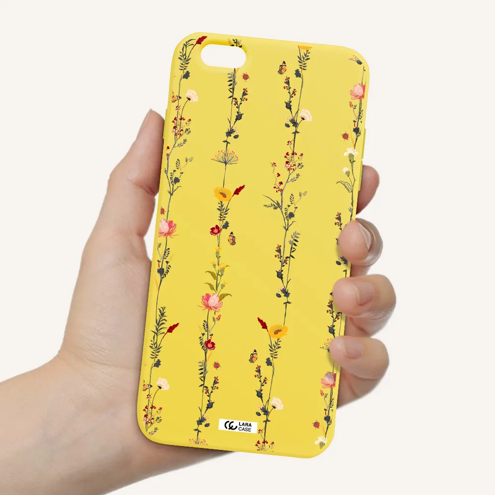 Parallel Flower Apple iPhone 6 plus Silicone canary yellow Case