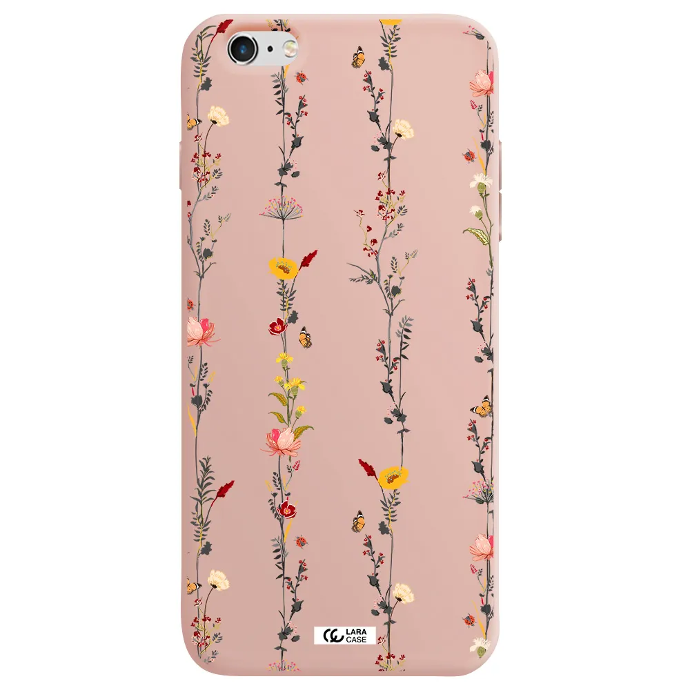 Parallel Flower Apple iPhone 6 plus Silicone pastel pink Case
