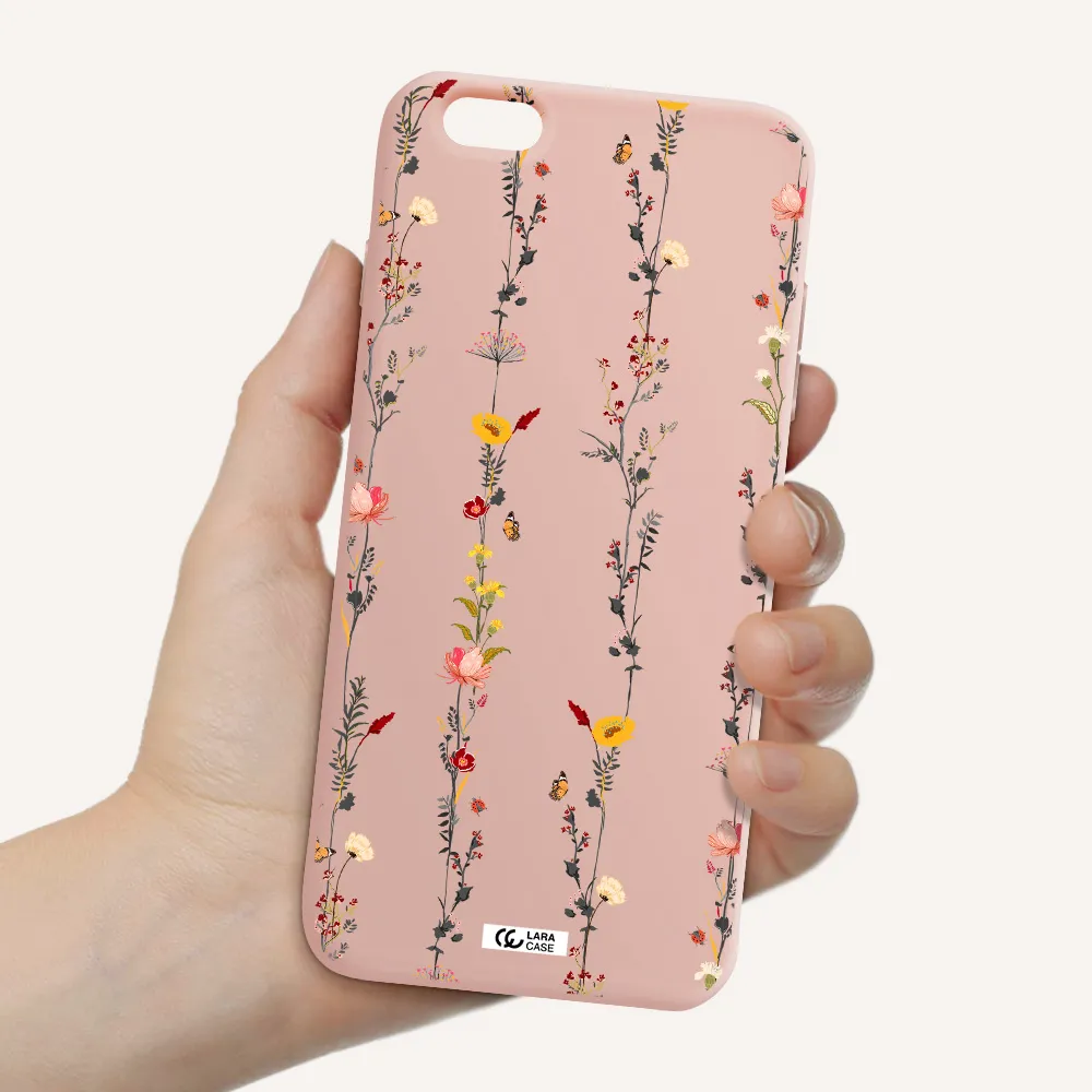 Parallel Flower Apple iPhone 6 plus Silicone pastel pink Case